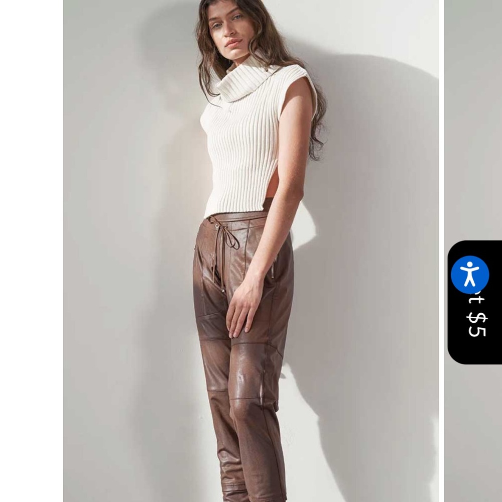 RAFFAELLO ROSSI Brown Leather Joggers